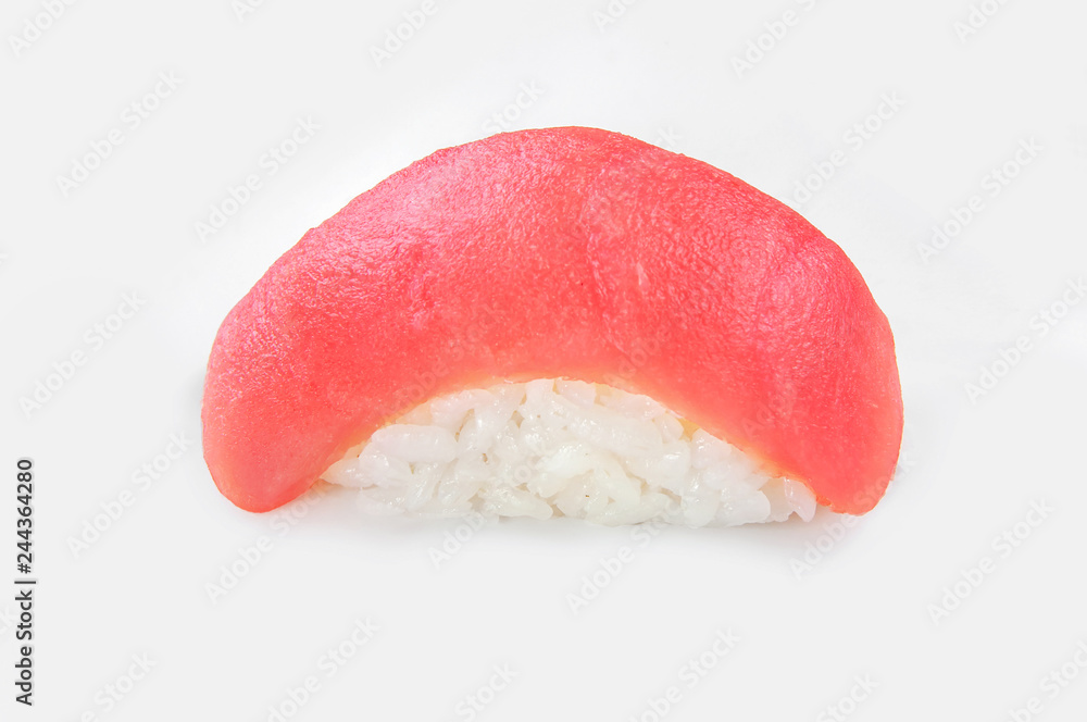 close up of sashimi sushi roll isolated on white background close up of sashimi sushi roll isolated on white background