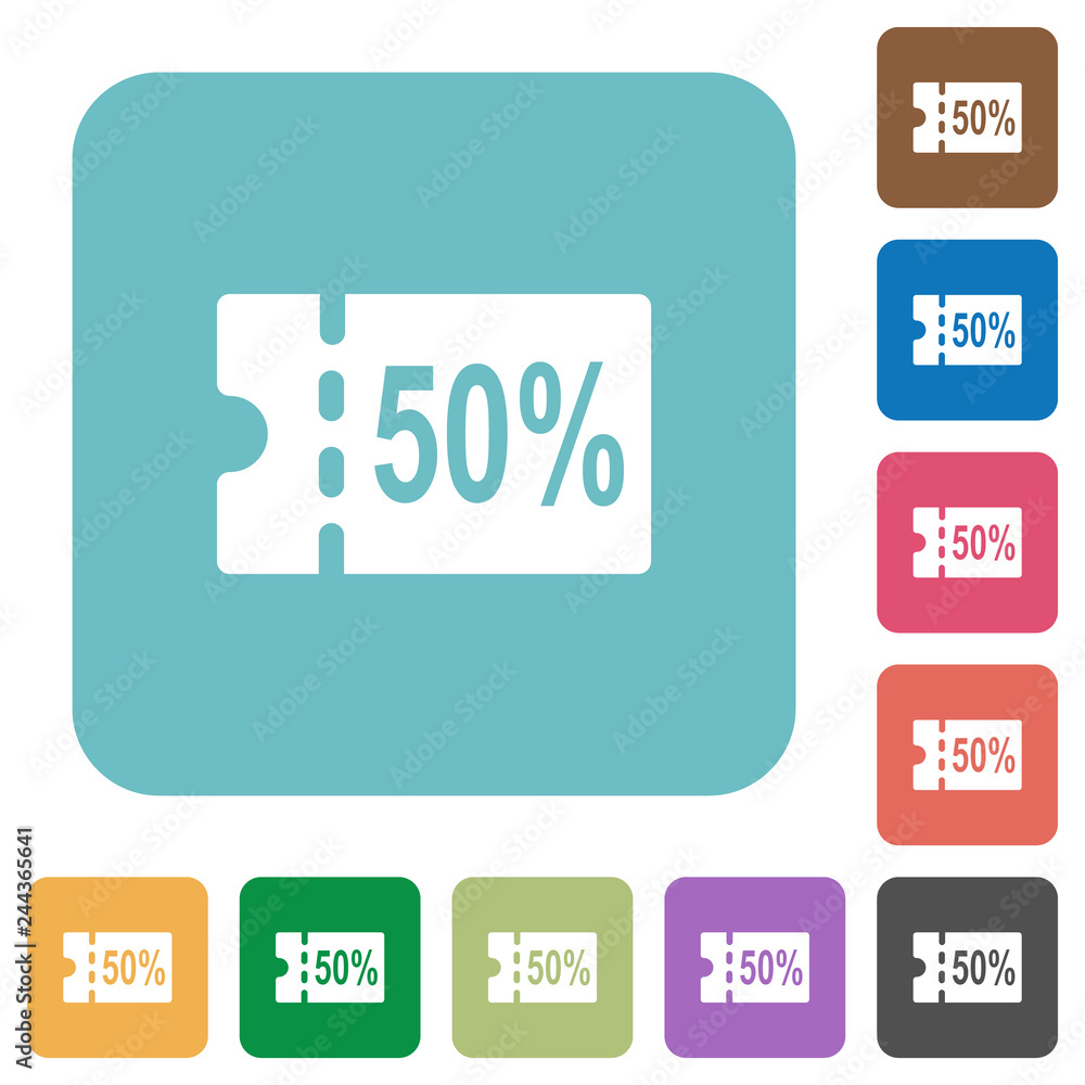 50 percent discount coupon rounded square flat icons 50 percent discount coupon rounded square flat icons