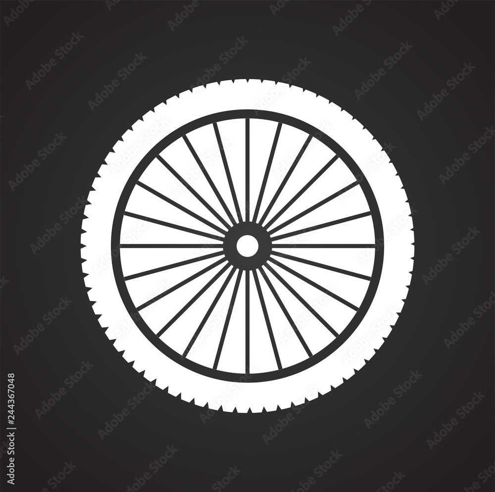 Wheel icon on black background for graphic and web design, Modern simple vector sign. Internet concept. Trendy symbol for website design web button or mobile app Wheel icon on black background for graphic and web design, Modern simple vector sign. Internet concept. Trendy symbol for website design web button or mobile app