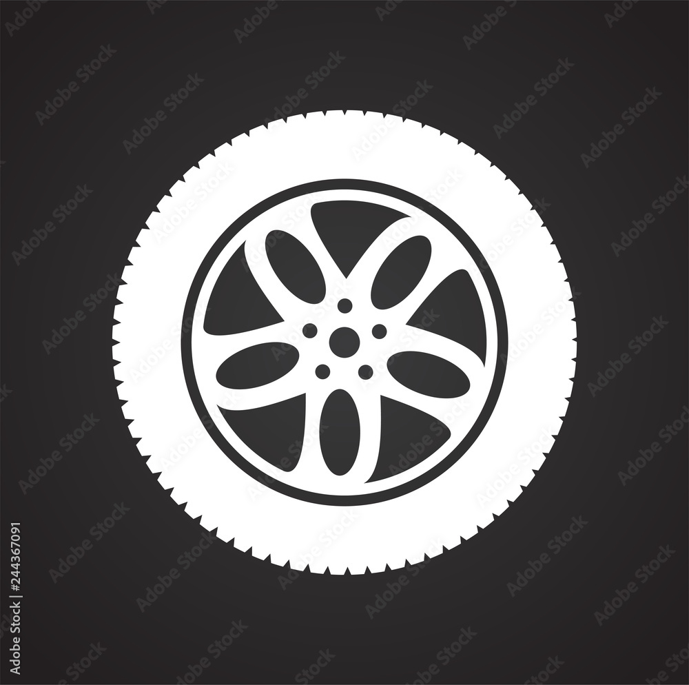 Wheel icon on black background for graphic and web design, Modern simple vector sign. Internet concept. Trendy symbol for website design web button or mobile app