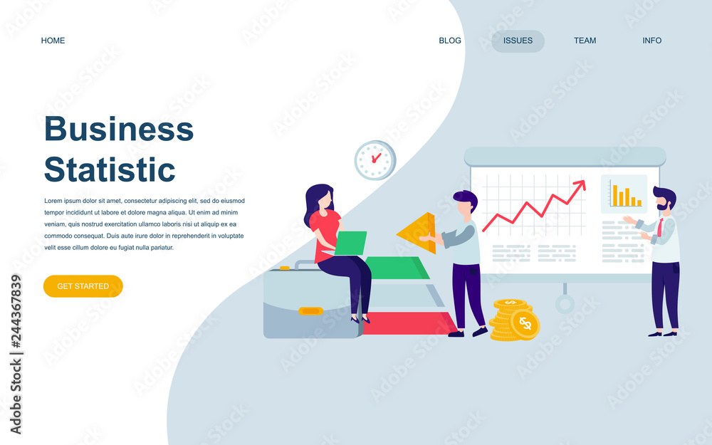 Modern flat web page design template of Business Statistic decorated people character for website and mobile website development. Flat landing page template. Vector illustration. Modern flat web page design template of Business Statistic decorated people character for website and mobile website development. Flat landing page template. Vector illustration.