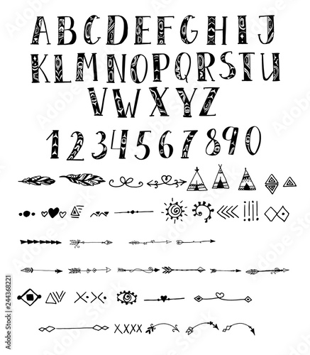 Vector hand drawn typeface