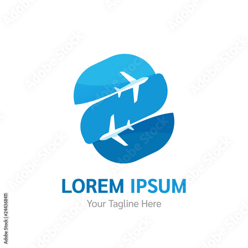 Vector Airline logotype. Travel agency, tourism app, flight logo. Airplane icon.