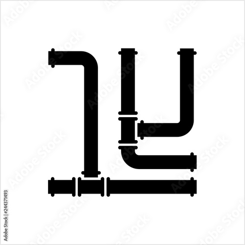 Pipe Icon, Pipe Fitting Icon, Water, Gas, Oil Pipeline, Plumbing Work