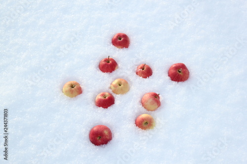 Red apples on snow