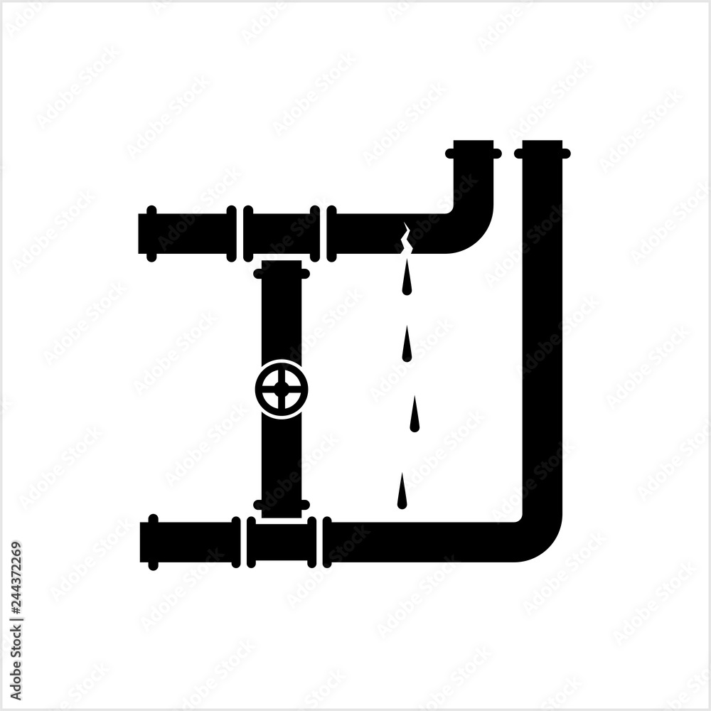 Broken Pipe Icon, Leakage In Pipe Broken Pipe Icon, Leakage In Pipe