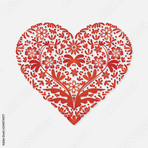 Valentines day greeting card for congratulations red heart on a light background