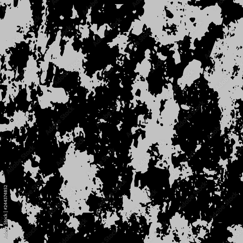Dark expressive abstract roughly scratced seamless pattern. Black randomly cracked and stained grunge background.Old damaged texture.Textile, fabric, package, poster, print, wrapping, wallpaper design