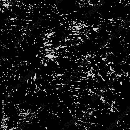 Dark expressive abstract roughly scratced seamless pattern. Black randomly cracked and stained grunge background.Old damaged texture.Textile, fabric, package, poster, print, wrapping, wallpaper design