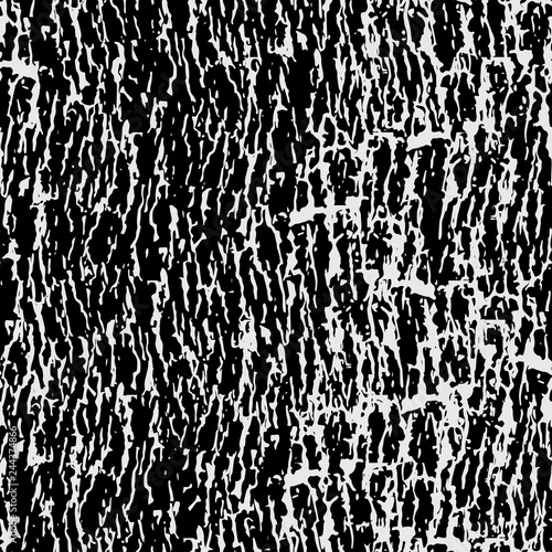 Dark expressive abstract roughly scratced seamless pattern. Black randomly cracked and stained grunge background.Old damaged texture.Textile, fabric, package, poster, print, wrapping, wallpaper design