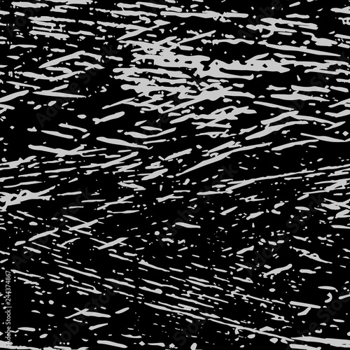 Dark expressive abstract roughly scratced seamless pattern. Black randomly cracked and stained grunge background.Old damaged texture.Textile, fabric, package, poster, print, wrapping, wallpaper design
