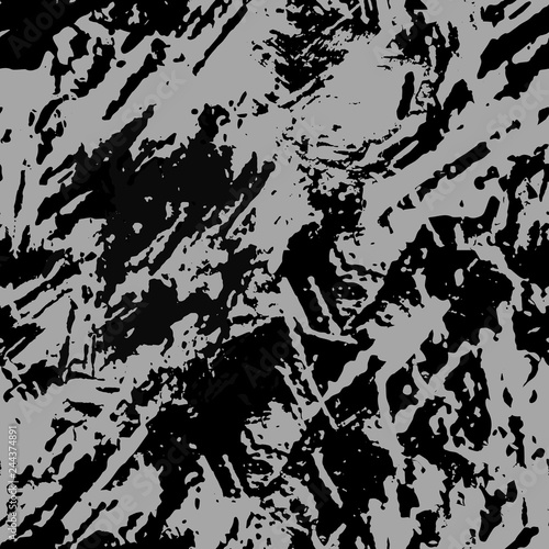 Dark expressive abstract roughly scratced seamless pattern. Black randomly cracked and stained grunge background.Old damaged texture.Textile, fabric, package, poster, print, wrapping, wallpaper design