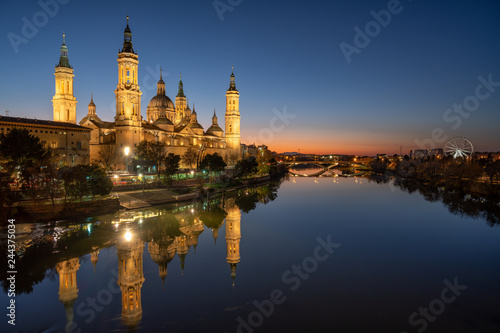 View of Basilica Pilar in Zaragoza , Spain.