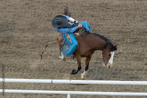 CODY, WYOMING - JUNE 29, 2018: Cody Stampede Park arena. Cody is the Rodeo Capitol of the World. 2018 marks 80th anniversary of nightly performances.