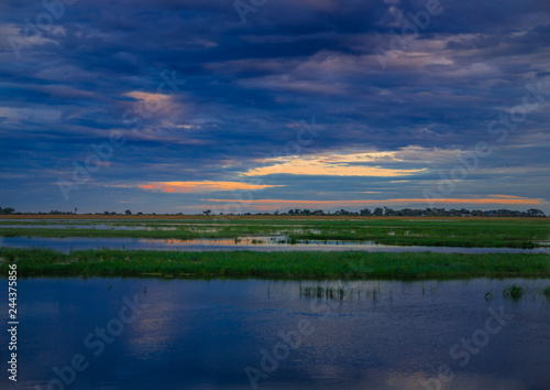 Landscape picture of the Chobe River at the Chobe National Park in Botsuana