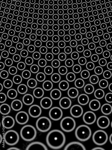 Abstract white circle on dynamic black background, advertising pattern