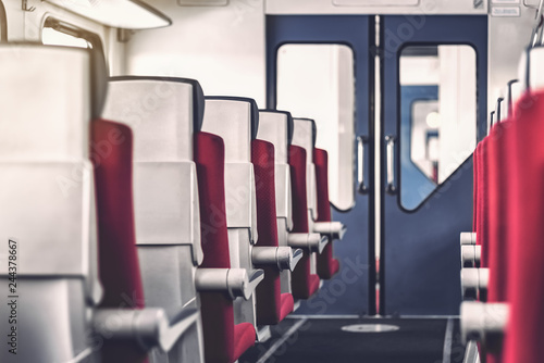 Foto interior of the interior space of the suburban train car