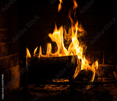 Roaring Fire in the Fireplace 
