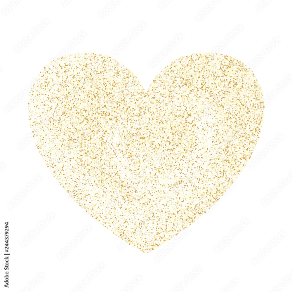 Gold sparkles glitter dust metallic confetti heart vector background. Gold sparkles glitter dust metallic confetti heart vector background.
