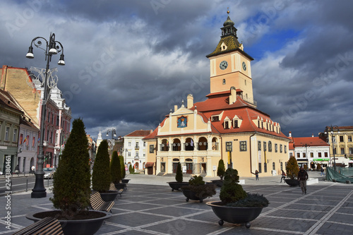 Romania  Brasov  Council Square  Piata Sfatului  clock tower  2015.Brasov Historical Museum