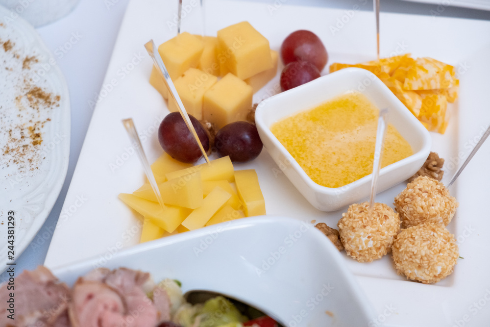 Cheese plate with appetizers Cheese plate with appetizers