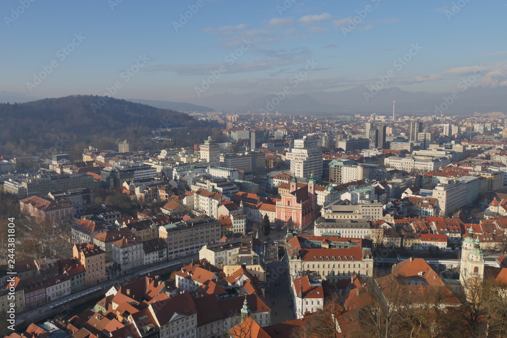 Roof of Ljubljana, capital of Slovenia, from the Castle