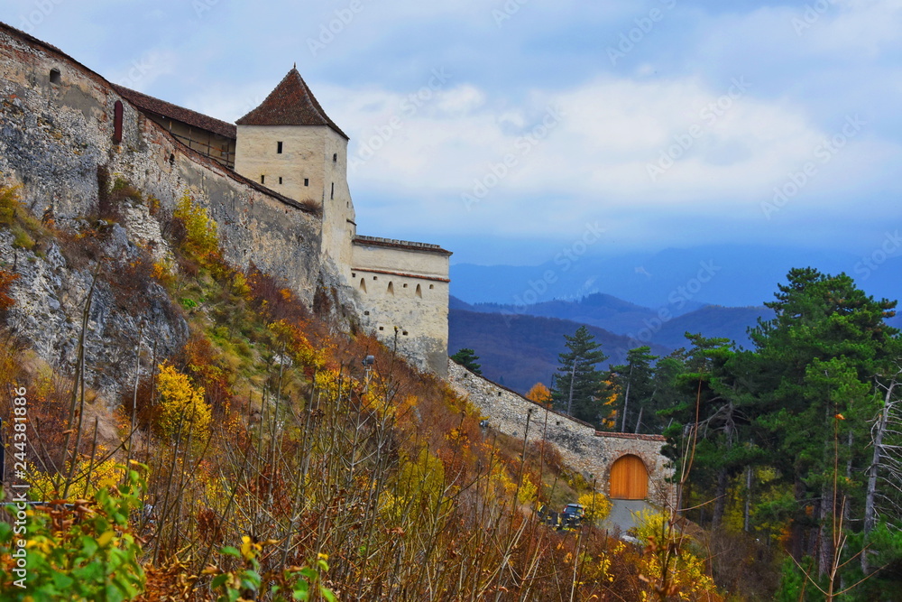 Naklejka premium Medieval fortress in Rasnov, Transylvania near Brasov ,2015