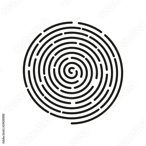vector simple line art linear spiral icon of finger print - black and white