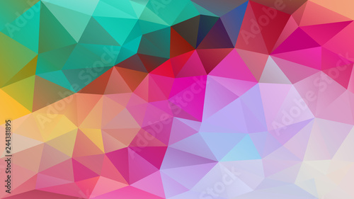 vector abstract irregular polygon background - triangle low poly pattern - neon full spectrum multi color rainbow - blue green cyan hot pink magenta purple violet red yellow orange