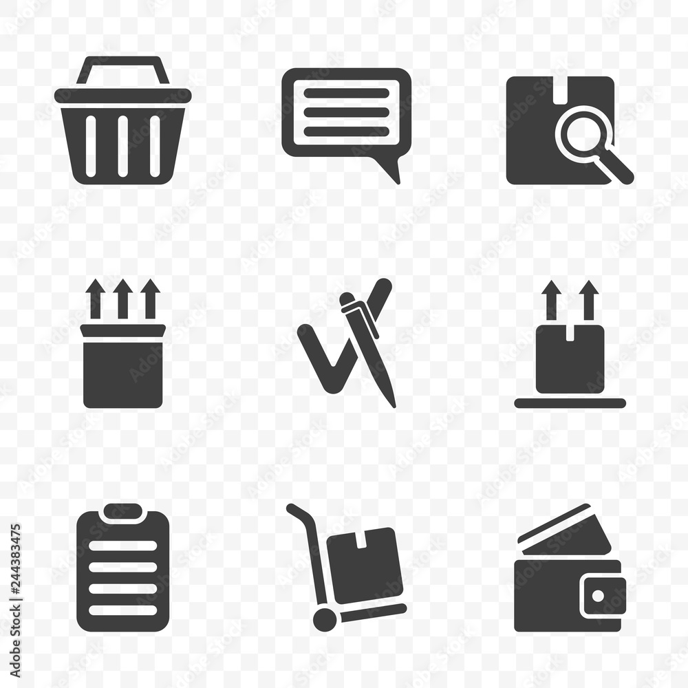 A set of icons from the order to the moment of leaving feedback after receiving it. Isolated vector on transparent background A set of icons from the order to the moment of leaving feedback after receiving it. Isolated vector on transparent background
