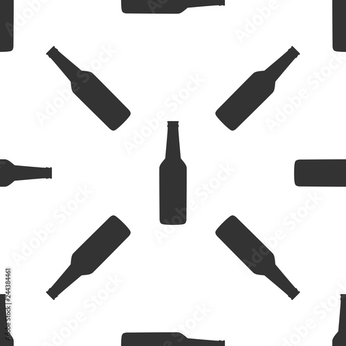 Beer bottle icon seamless pattern on white background. Flat design. Vector Illustration
