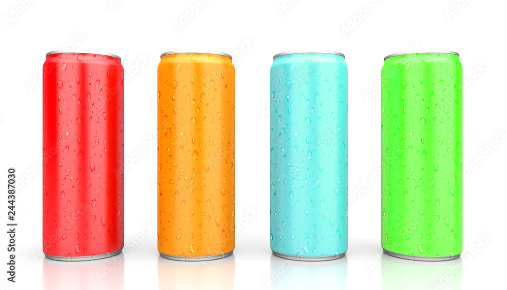 Colorful Cans on White Background - 3D Rendering Image Colorful Cans on White Background - 3D Rendering Image
