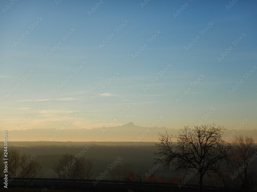 Langhe hills and Monviso during the winter , Piedmont - Italy Langhe hills and Monviso during the winter , Piedmont - Italy