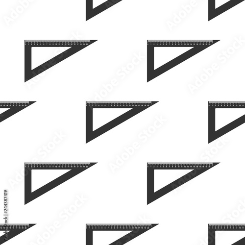 Triangular ruler icon seamless pattern on white background. Straightedge symbol. Geometric symbol. Flat design. Vector Illustration