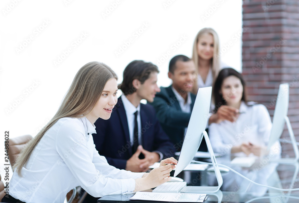 business team discussing with Manager work issues business team discussing with Manager work issues