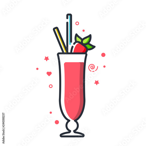 Vector icon of fruit milkshake. Suitable for advertising, bar menu decor, application design