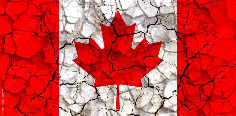 canada country flag painted on a cracked grungy wall canada country flag painted on a cracked grungy wall