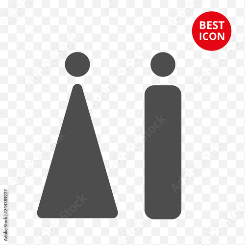 Male female icon. Isolated man women symbol. Couple vector flat style. Simple line design. Modern minimalism concept. For toilet room bathroom locker rooms gym gender division sign web site.