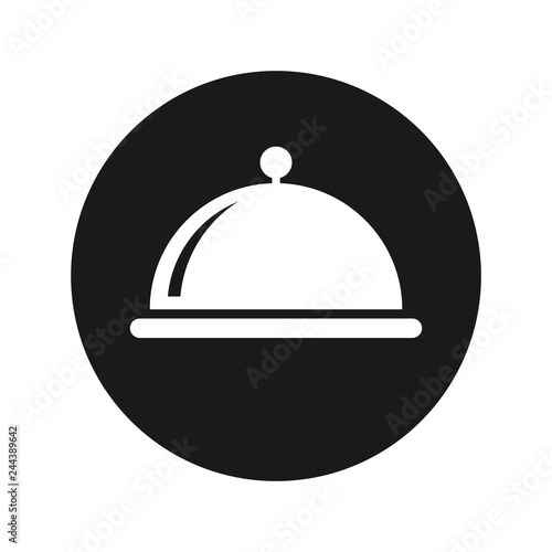 Food cover icon flat black round button vector illustration