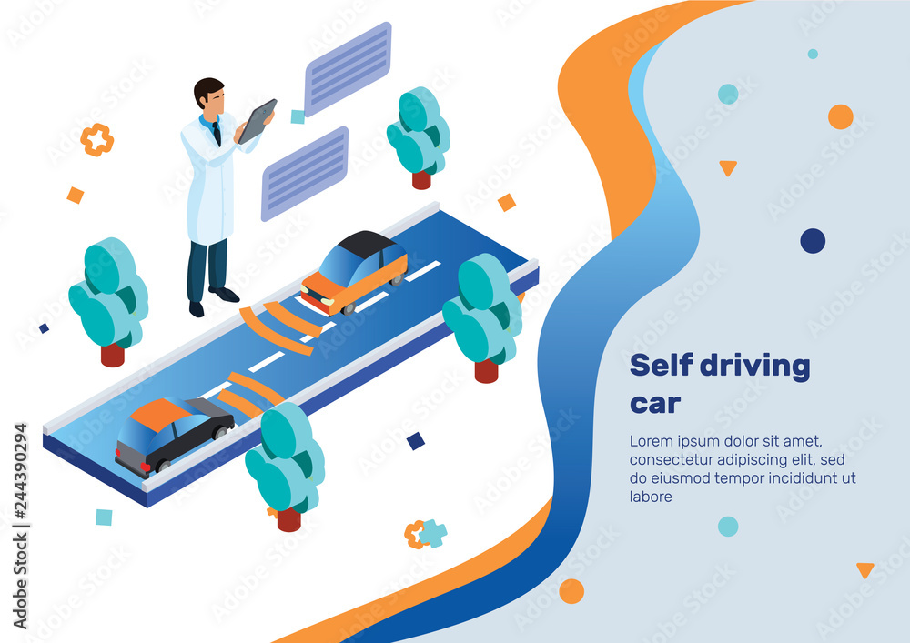 Self-driving car. Isometric Concept. Self-driving car. Isometric Concept.