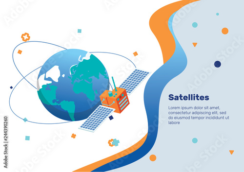 Satellite. Isometric Concept.