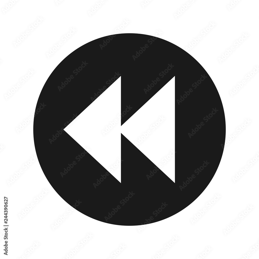 Jump backward icon flat black round button vector illustration Jump backward icon flat black round button vector illustration