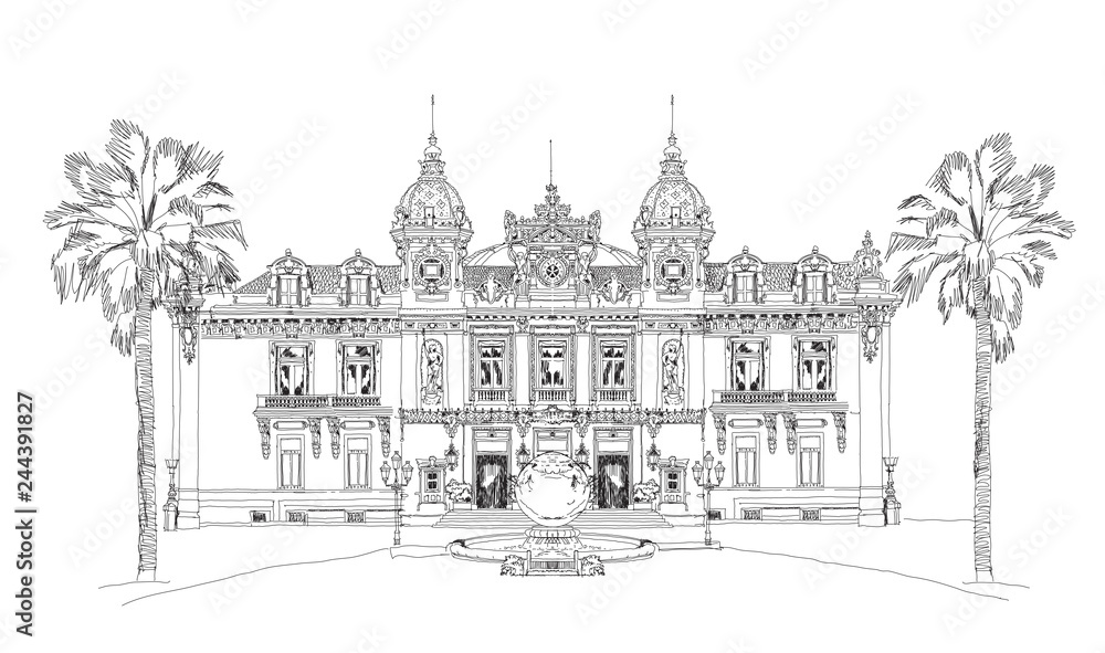 Monaco Grand Casino. Monte Carlo. Sketch collection.