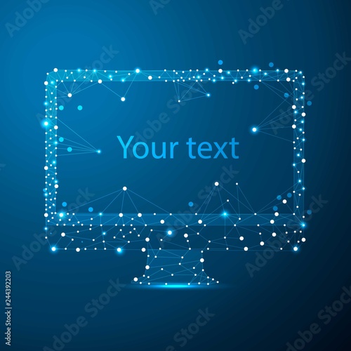 Computer Design consisting of points, lines, and shapes in the form of planets, stars and the universe. computer for Your Business. Vector starry sky concept.