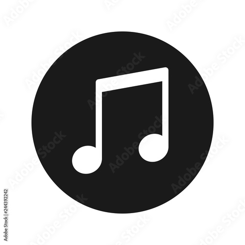 Music note icon flat black round button vector illustration photo