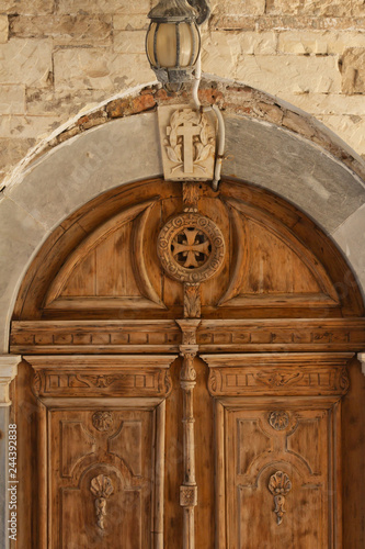 Details of a greek wooden main door (Orthodox Church,  Pythagorion, Samos Island, Greece)s Orthodox Church photo