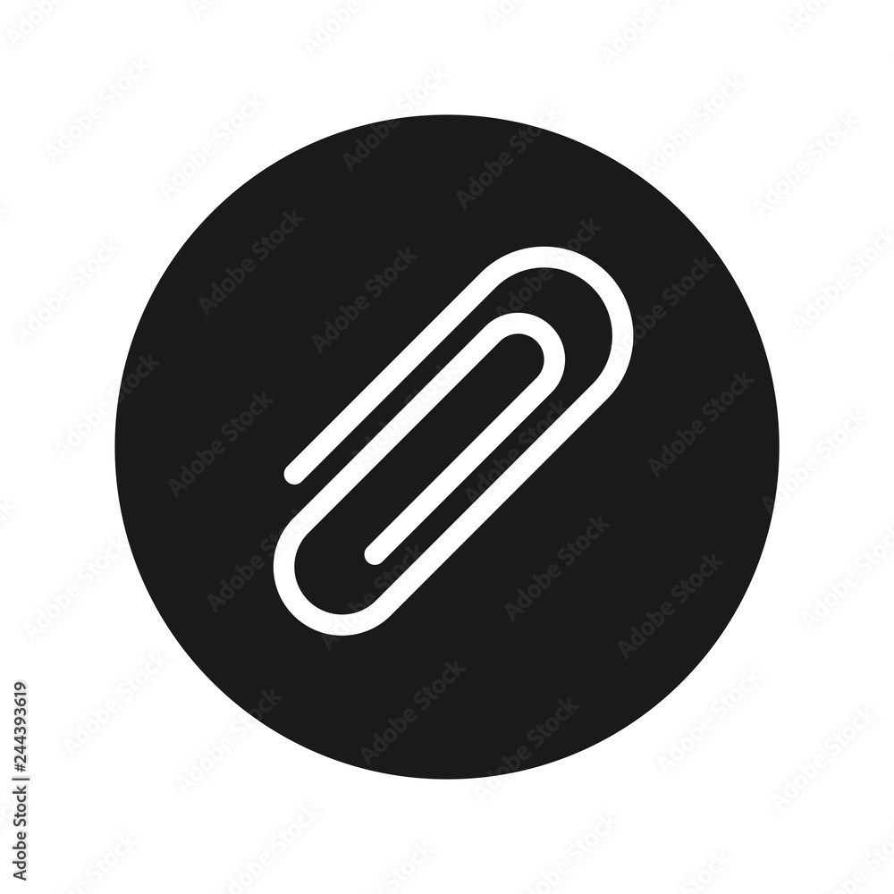 Paper clip icon flat black round button vector illustration Paper clip icon flat black round button vector illustration