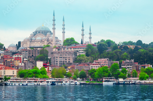 Suleymaniye Mosque on the Beach seaside in istanbul