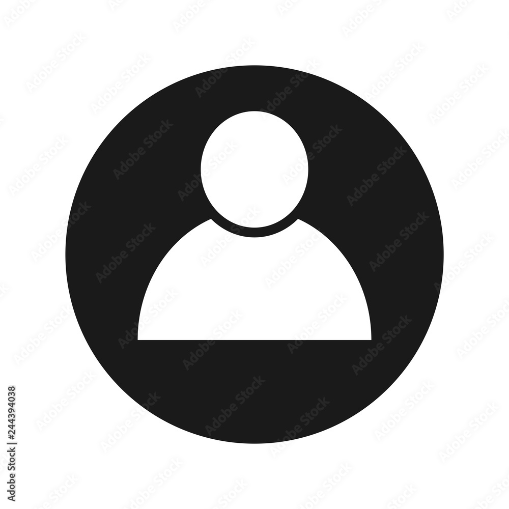Person icon flat black round button vector illustration Stock Vector