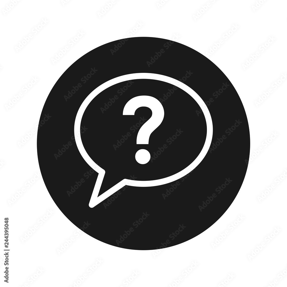 Question mark bubble icon flat black round button vector illustration Question mark bubble icon flat black round button vector illustration